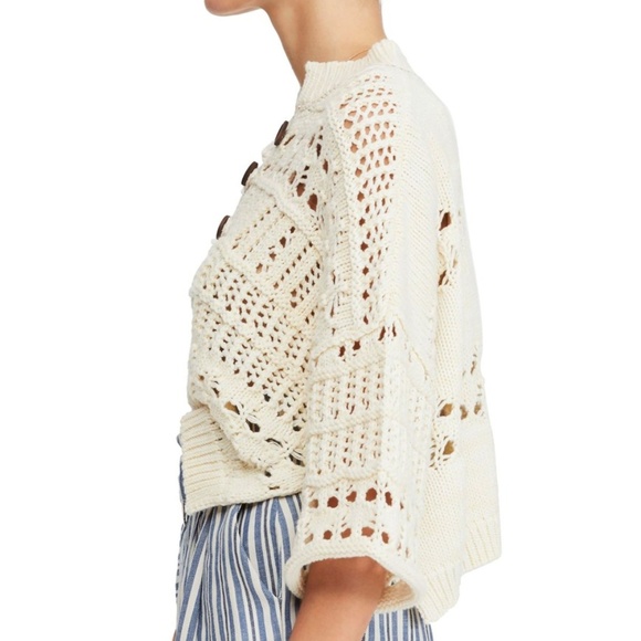Free People Dreams Tonight Crop Sweater - Ivory - Picture 4 of 6